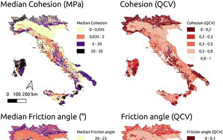 Dataset shapefile di parametri geotecnici utilizzati nelle analisi della stabilità dei pendii