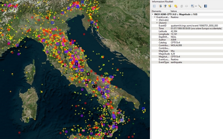 Nuovo aggiornamento QQuake, plugin per il caricamento di dati sismologici in QGIS